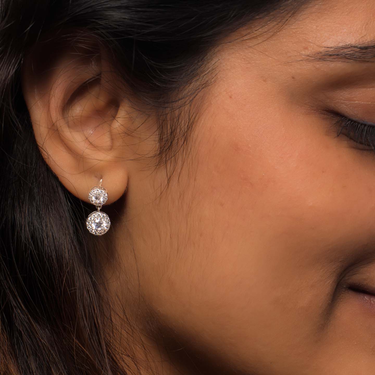 model Silver Solitaire Drop Earring jewellery