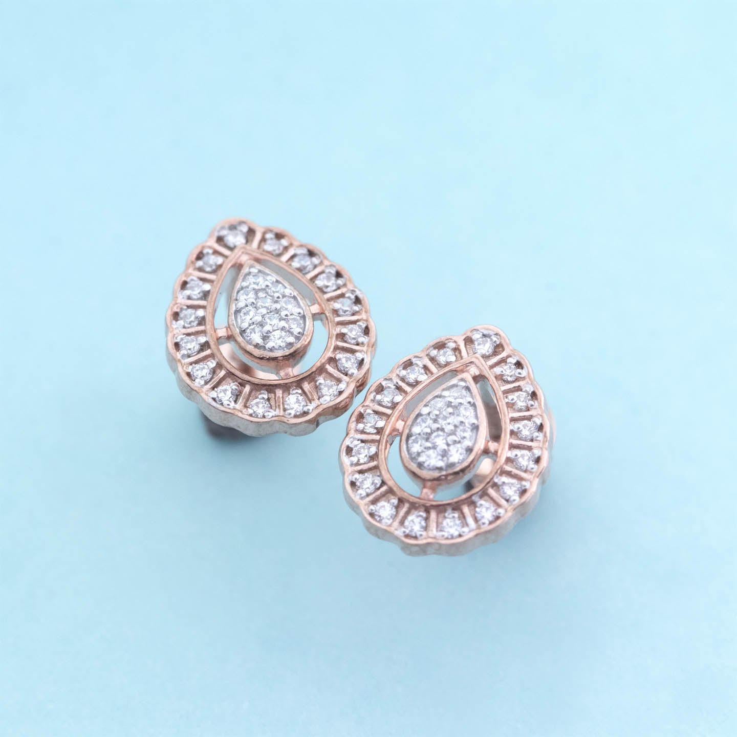 Pear Shape Silver Stud Earrings