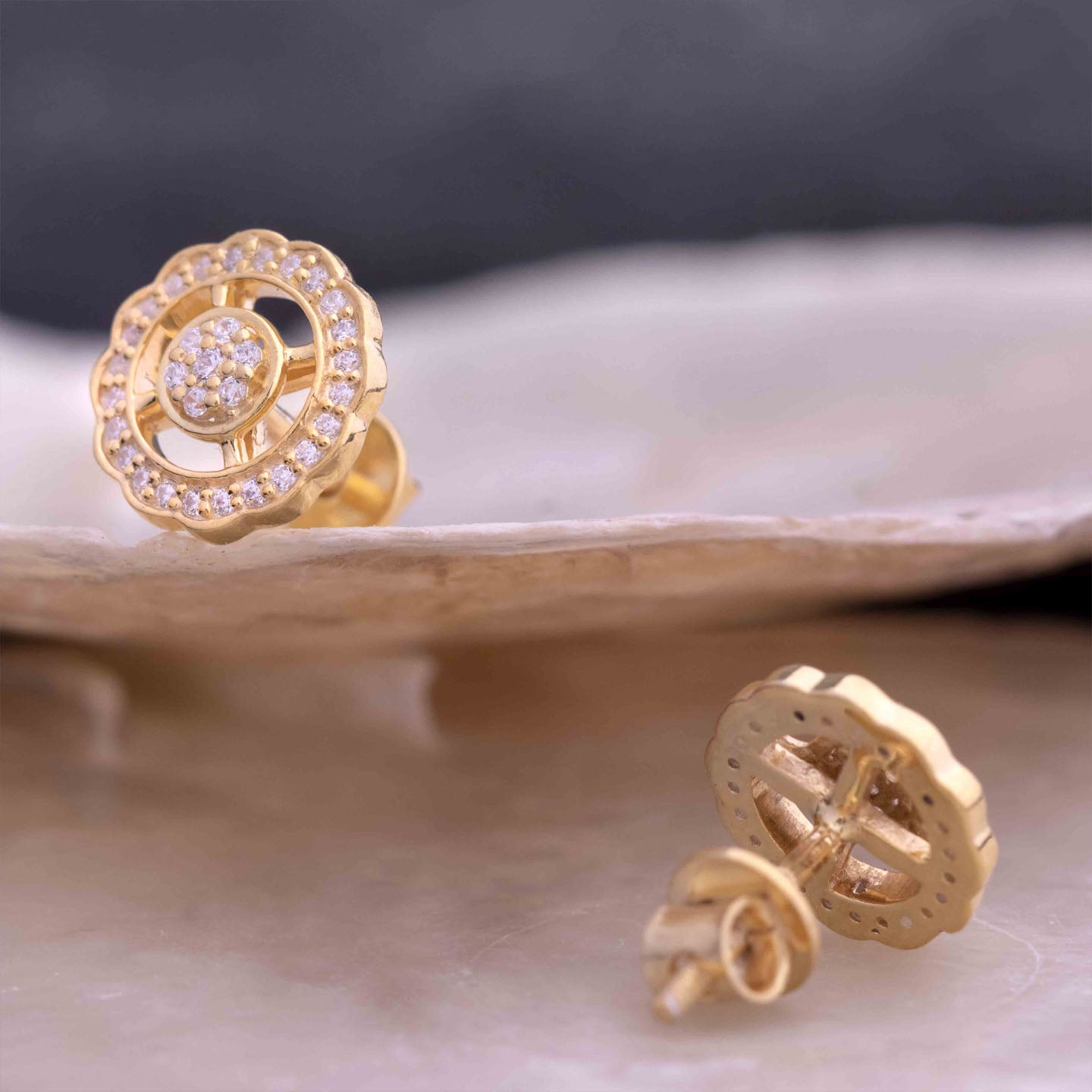 Silver Gleaming Stud Earrings
