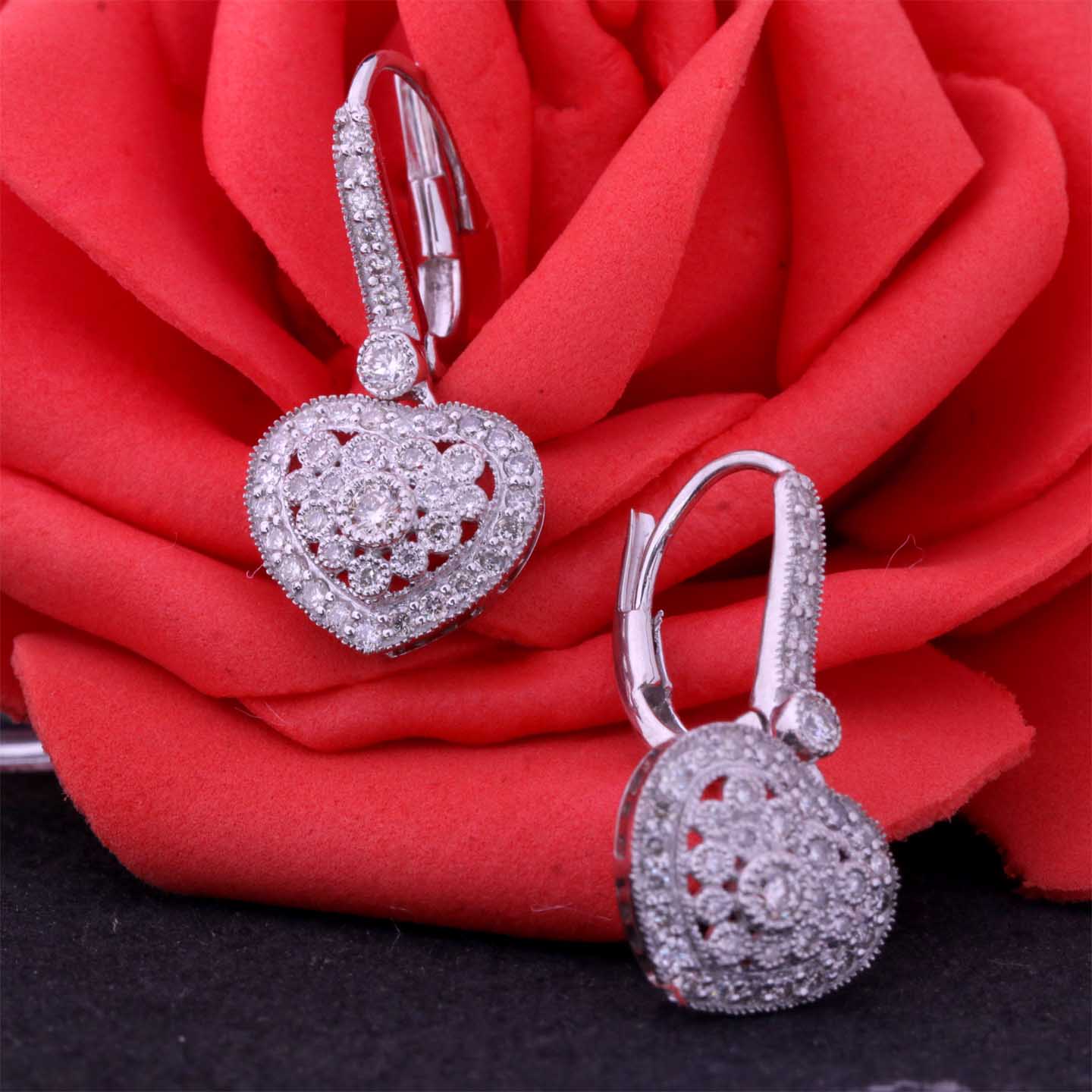 Silver Heart Drop Earrings