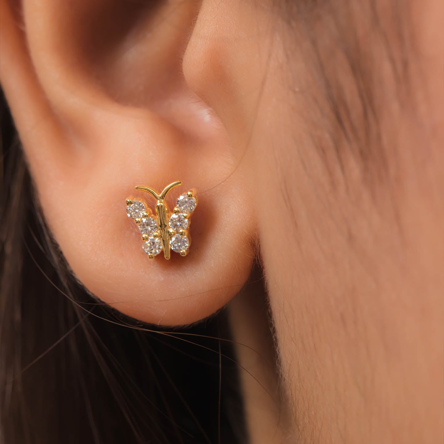 Butterfly Design Silver Stud Earrings