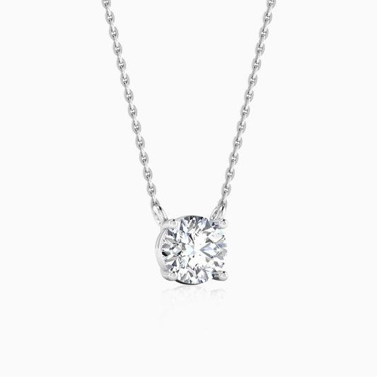 Silver Circle Solitaire Pendant Necklace