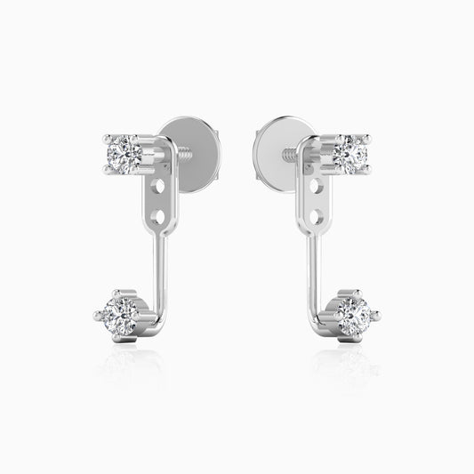 Sparkling Two Stone Silver Earring