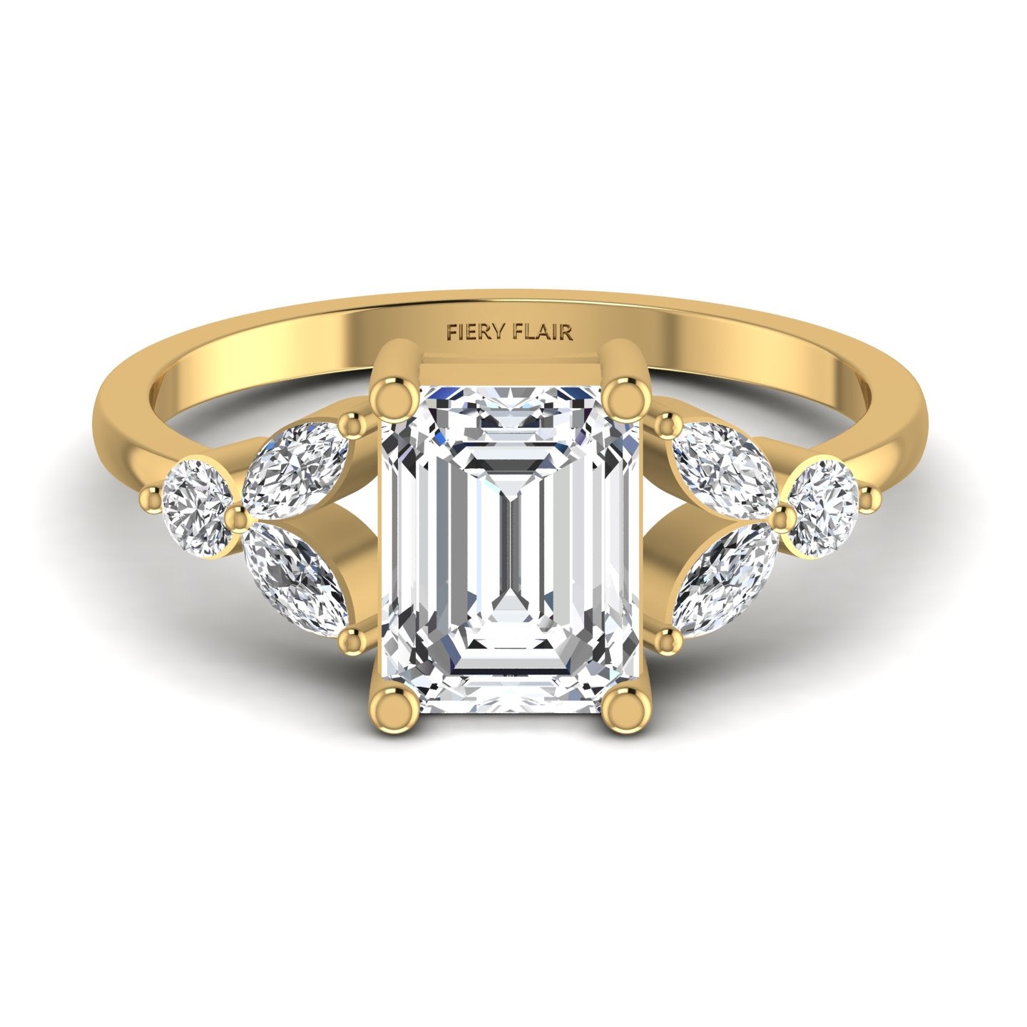 Marquise Emerald Lab Diamond Ring