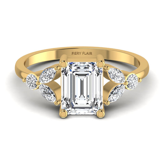Marquise Emerald Lab Diamond Ring