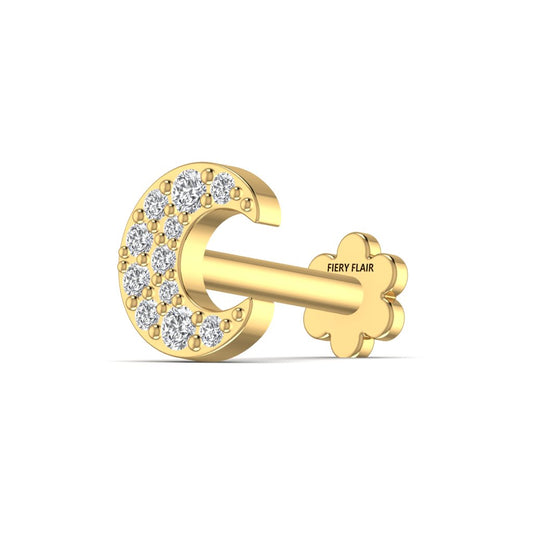 Moon shape Lab Diamond Nose Pin