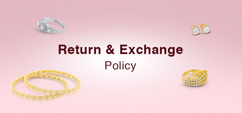 Return and exchange policy banner of fiery flair , 14 days return and 14 days exchange , banner featuring gold and silver bangles , ring and earring
