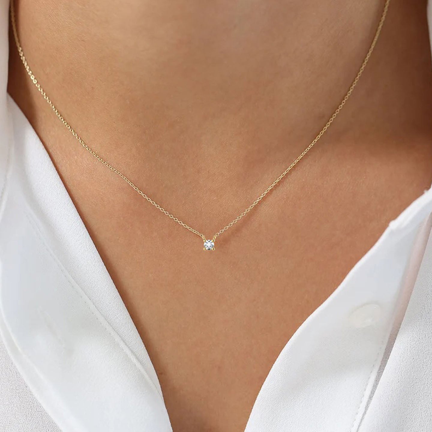 Silver Solitaire Pendant Necklace