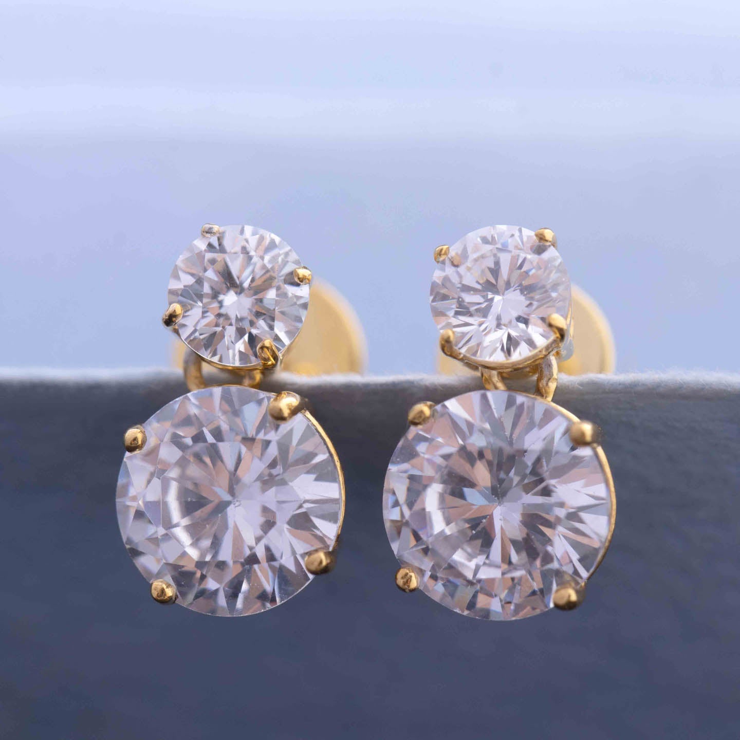 Silver Solitaire Drop Earrings