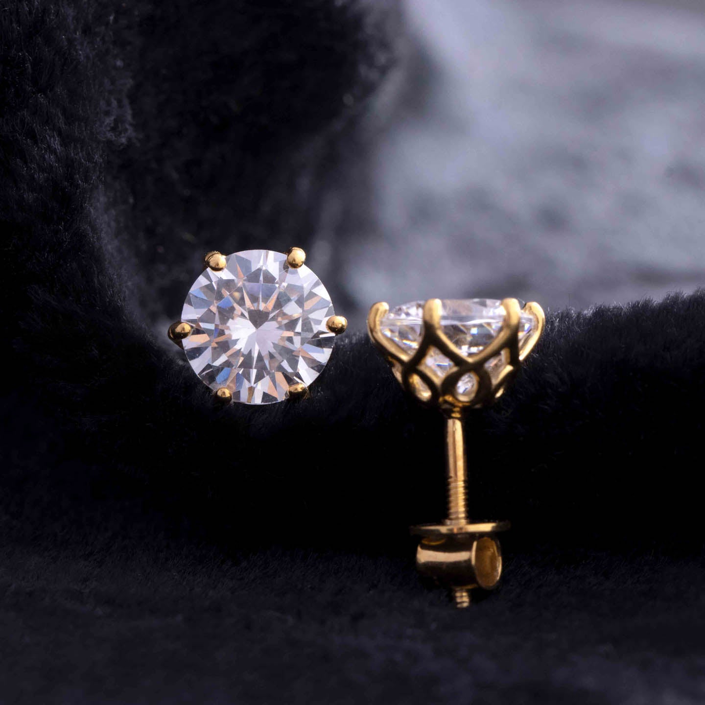 Diamond Gold Stud Earrings