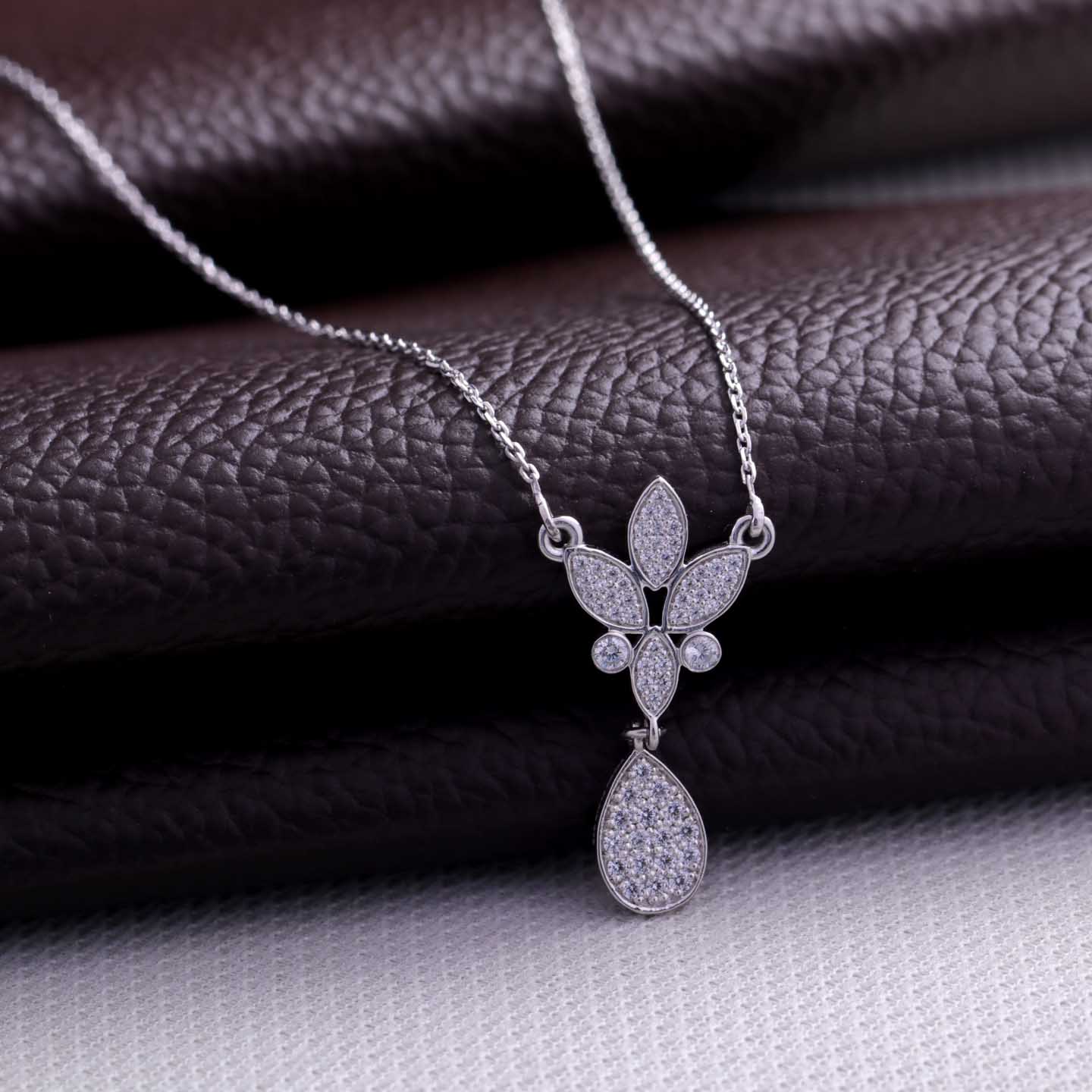 Floral Silver Pendant Necklace