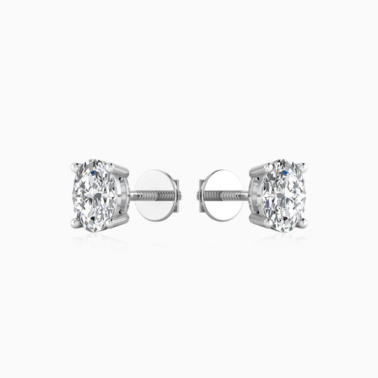 Oval Silver Stud Earring