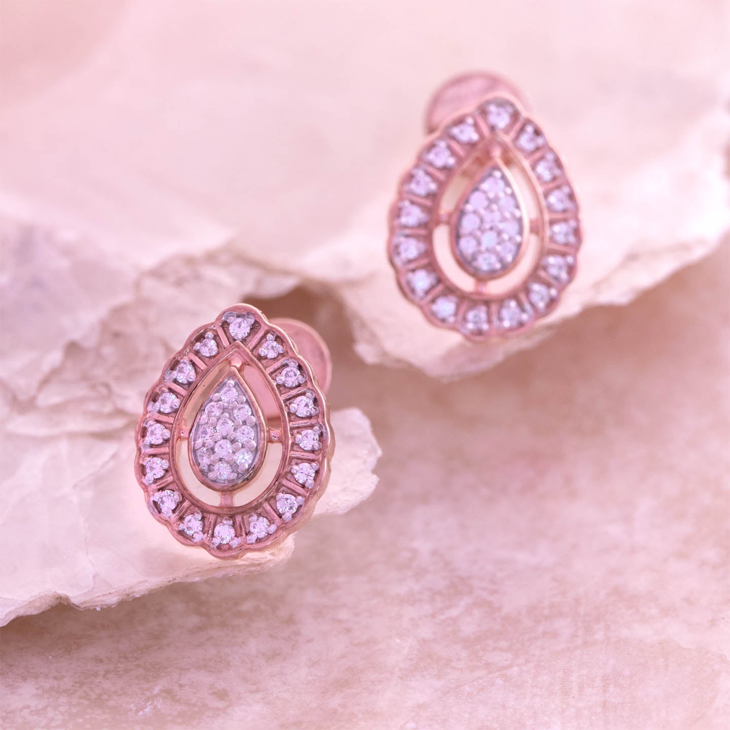 Pear Shape Silver Stud Earrings