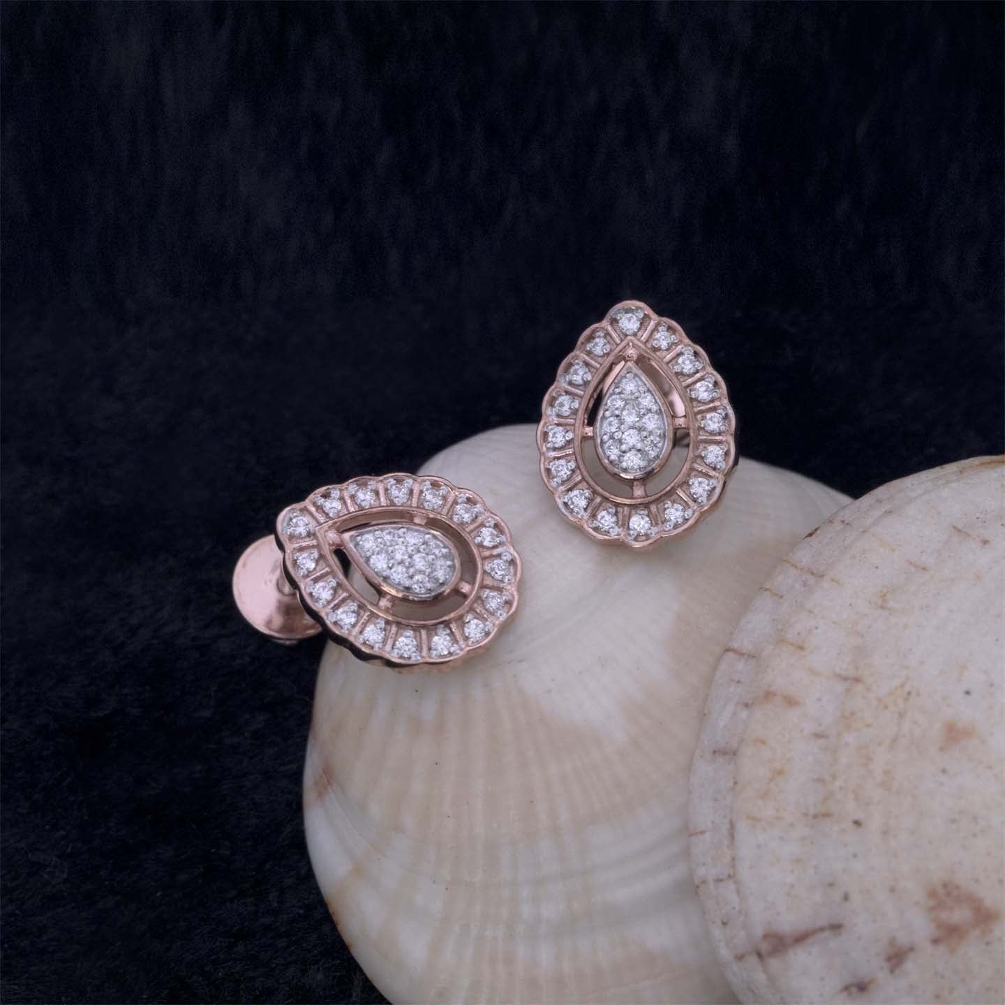 Pear Shape Silver Stud Earrings