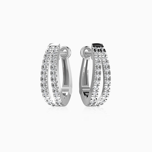 Two Stripe Silver Hoop Earrings