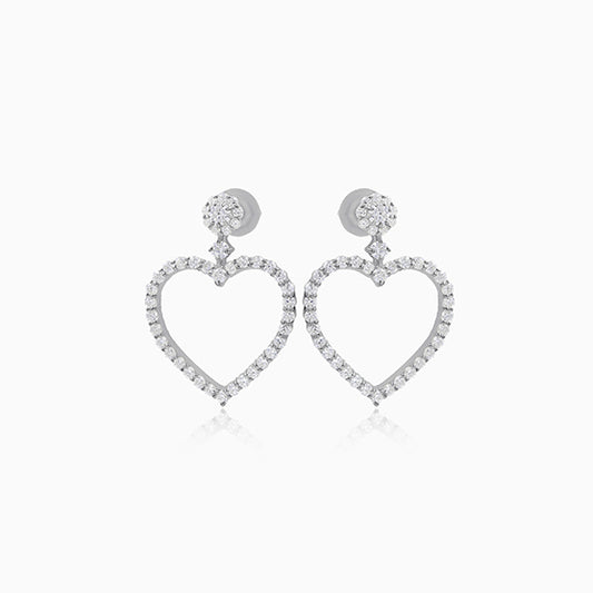 Embrace Heart Silver Drop Earring