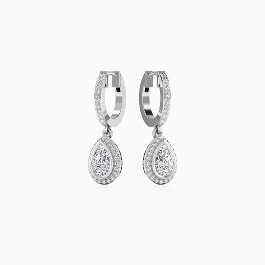 Opulent Silver Dangling Hoop Earrings
