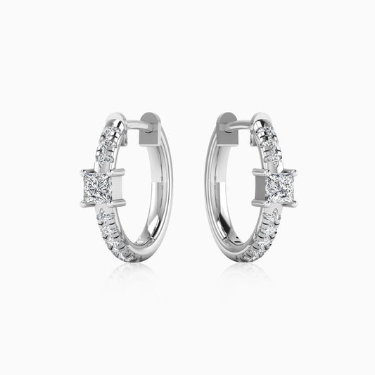 Solitaire Sterling Silver Hoop Earring