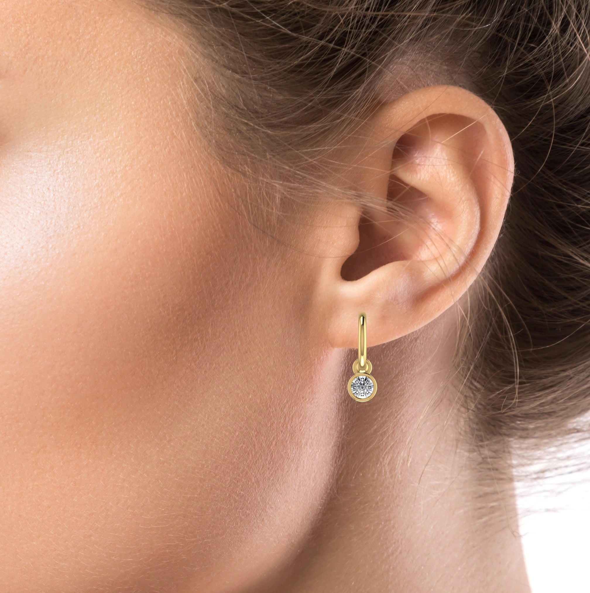 Solitaire Diamond C-Hoop Earrings