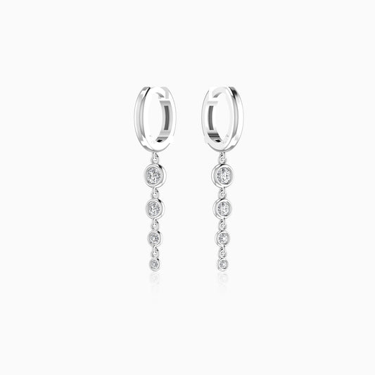 925 Dangling Bezel Silver Hoop Earring