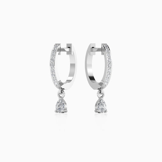 Pear Huggie Silver Hoop Earring