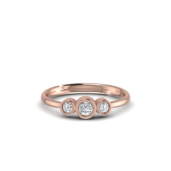 Three Stone Adjustable Silver Ring
