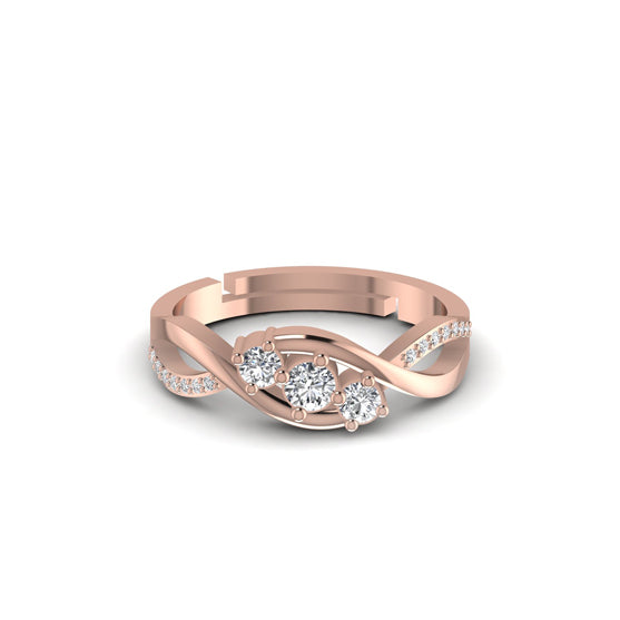 Twist Three Stone Silver Ring