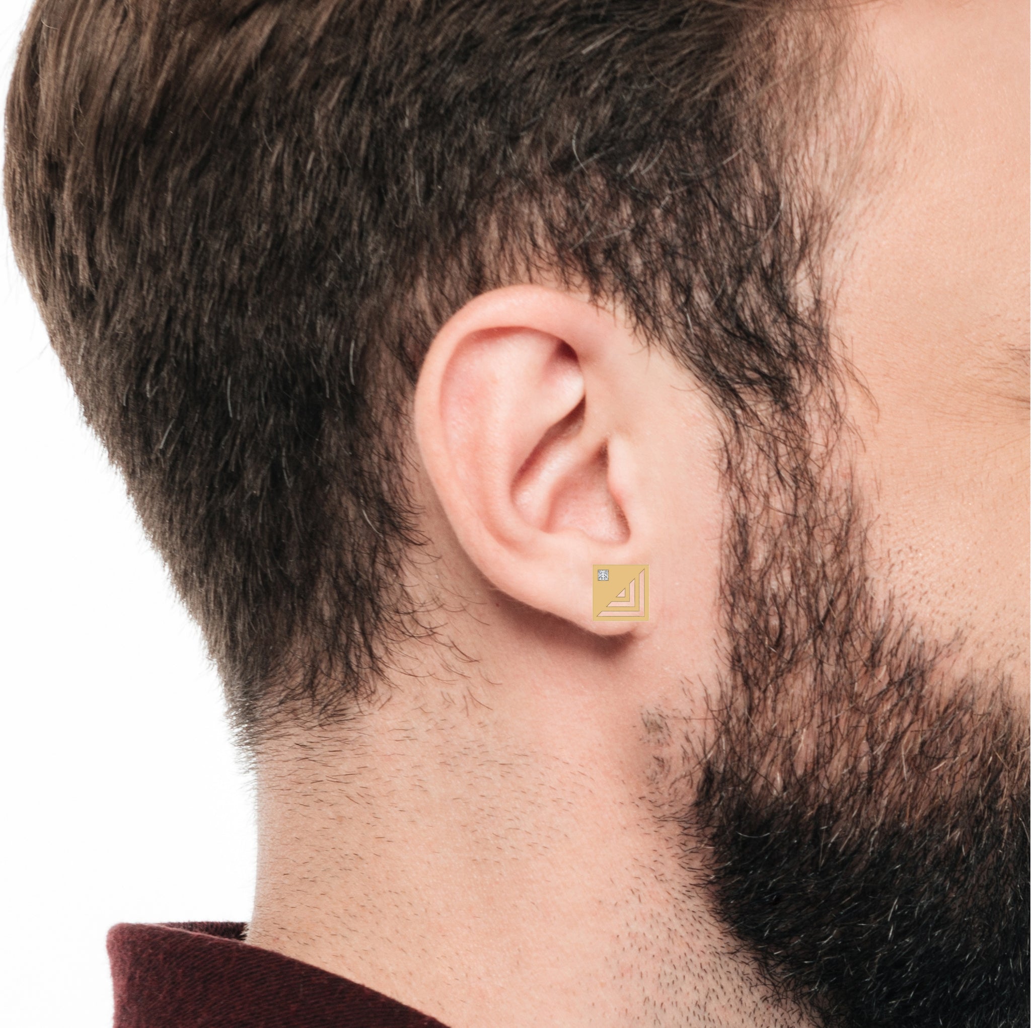Model Wear Silver Men's Earring Jewellery