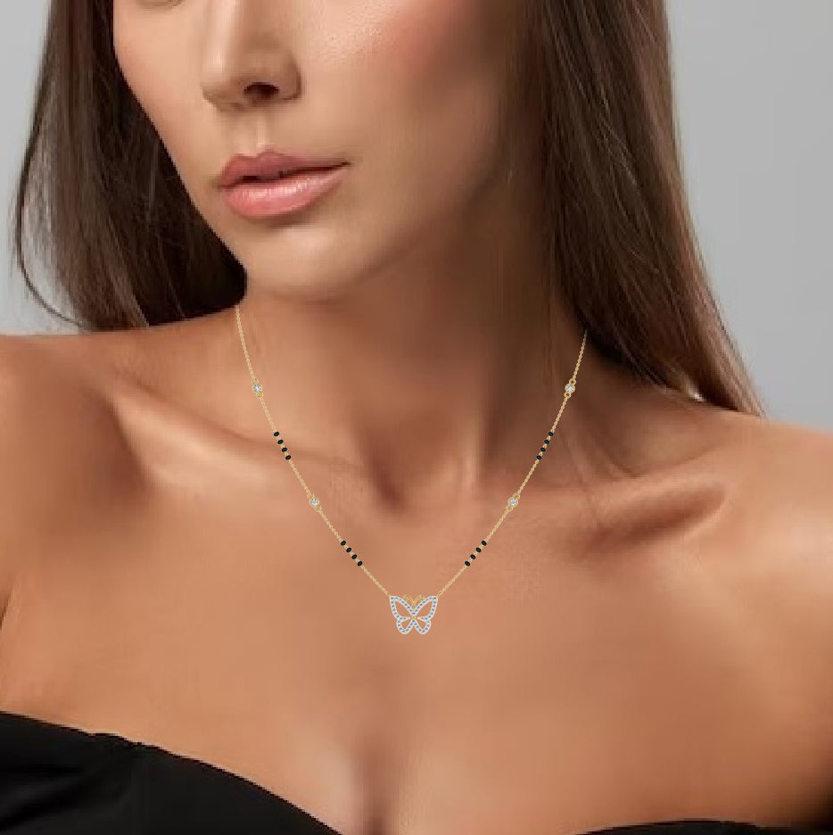 Butterfly Design Silver Mangalsutra
