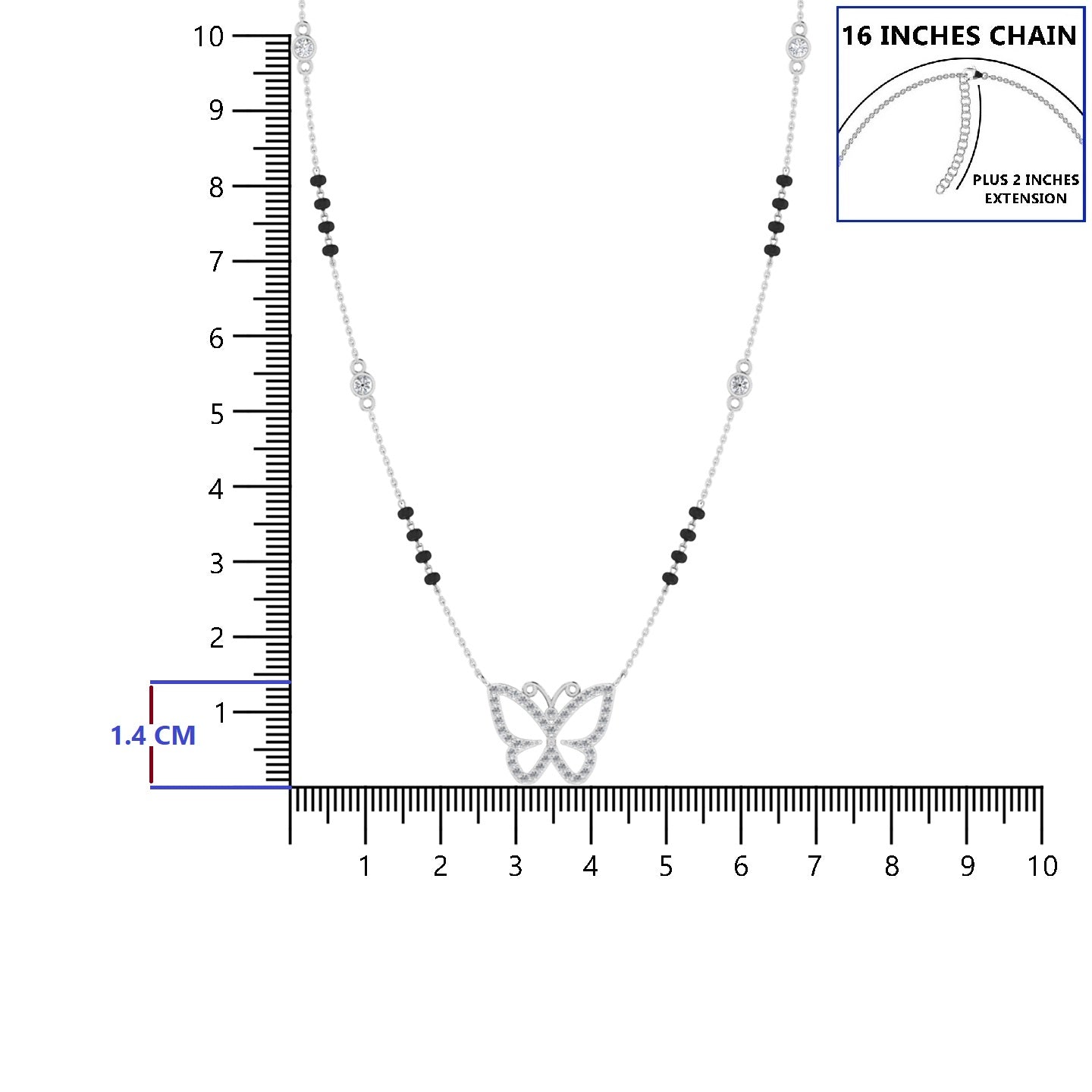 Butterfly Design Silver Mangalsutra