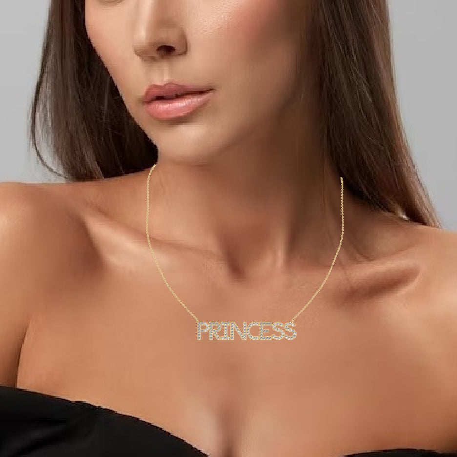 'PRINECESS' Letter Pendant Necklace