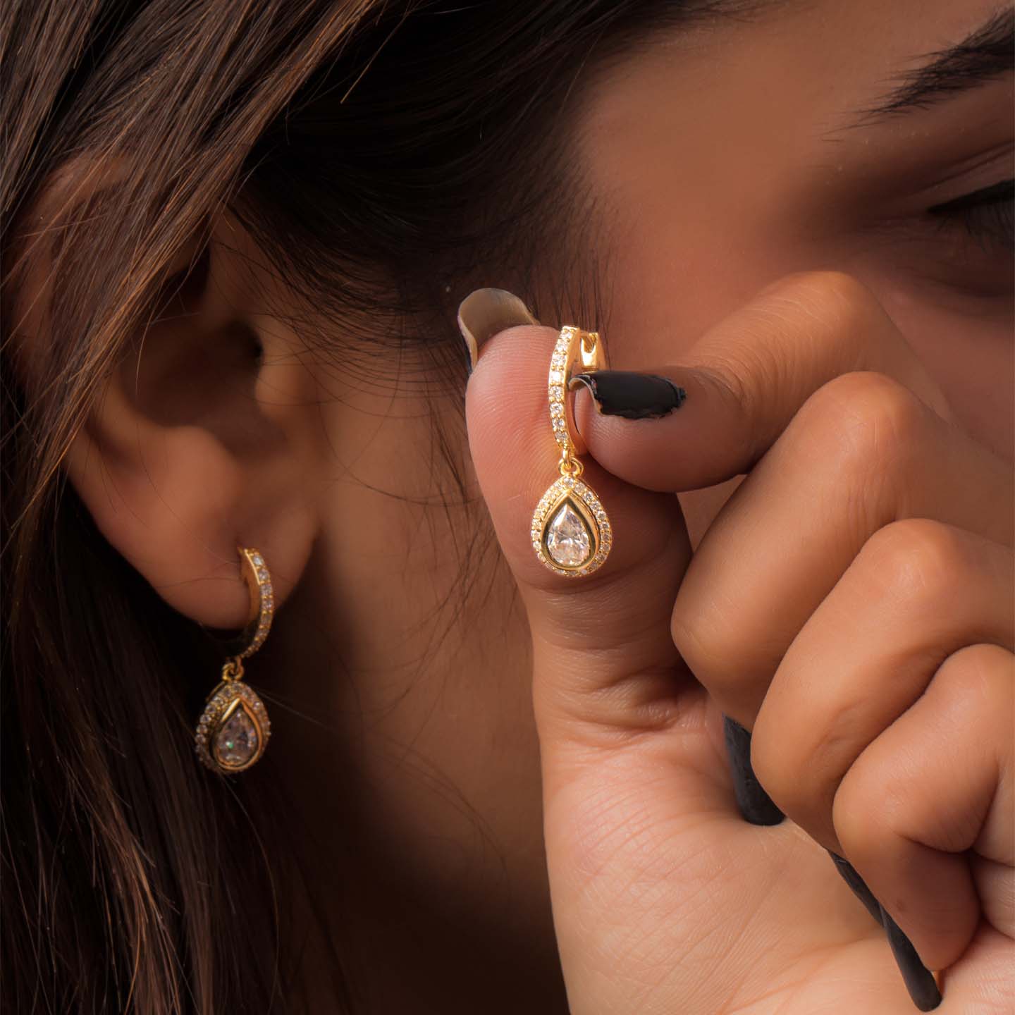 Pure Silver Dangling Hoop Earrings jewellery for women