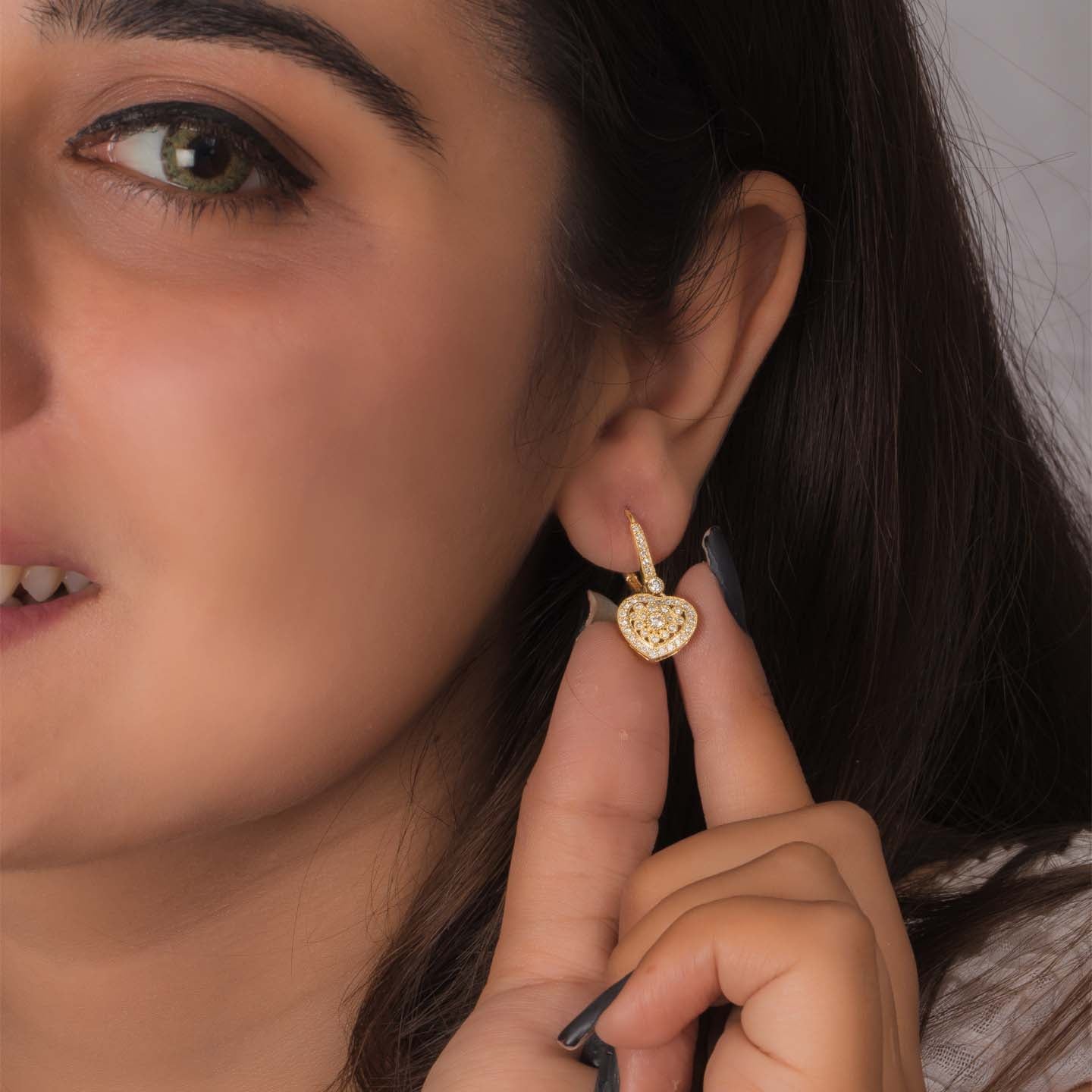Silver Heart Drop Earrings
