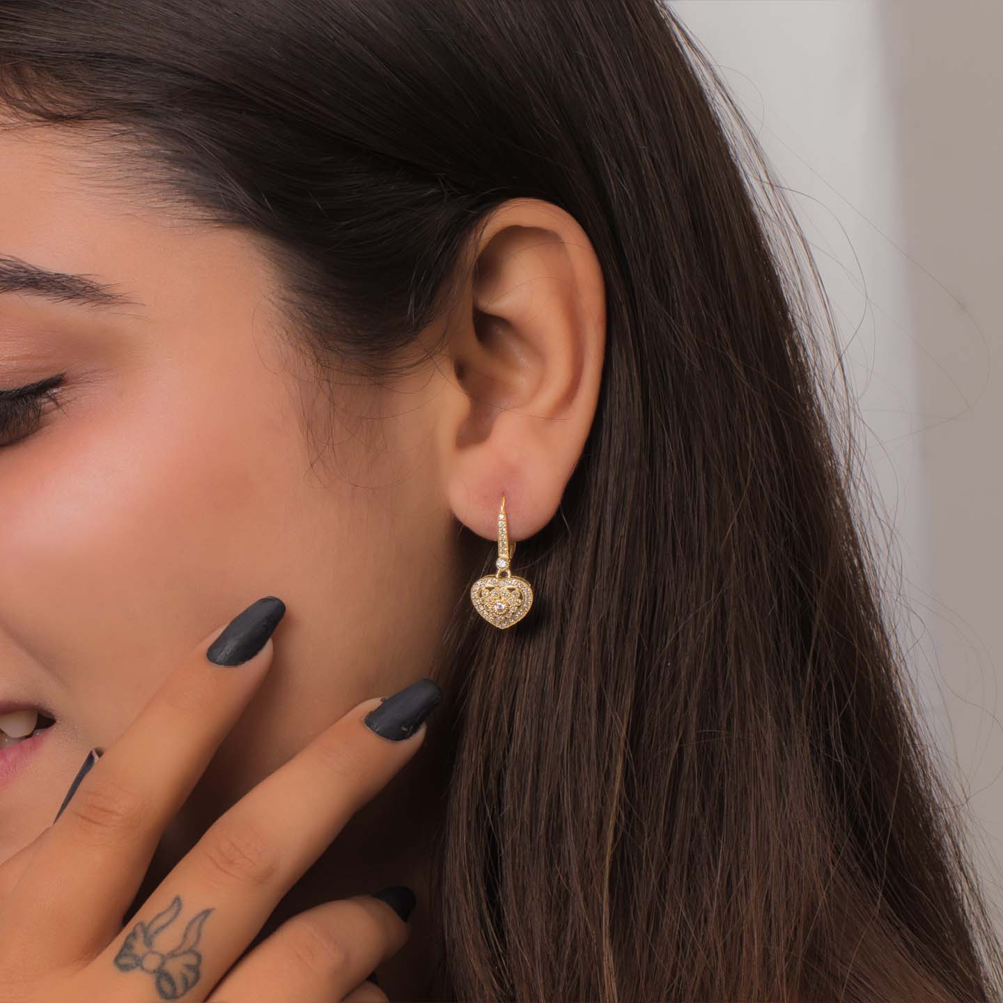 Silver Heart Drop Earrings