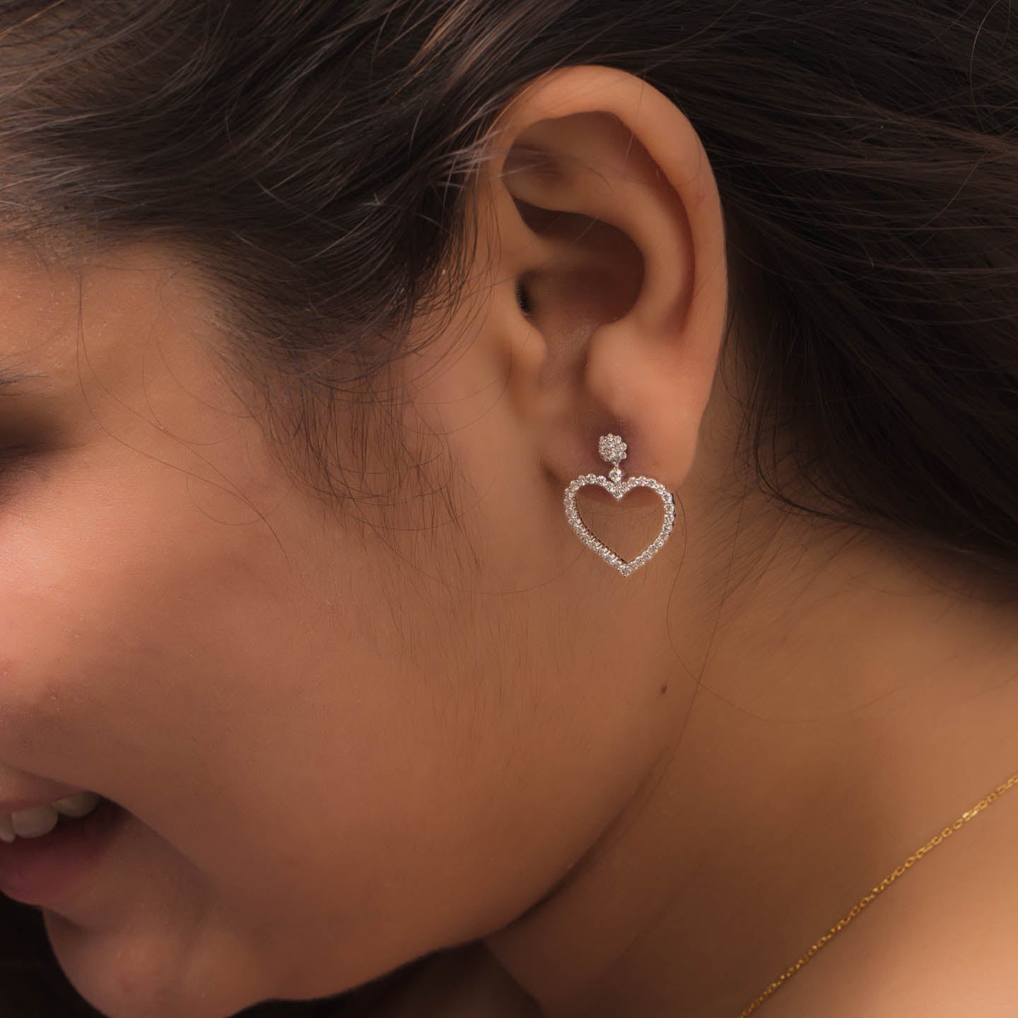 Heart Silver Drop Earring