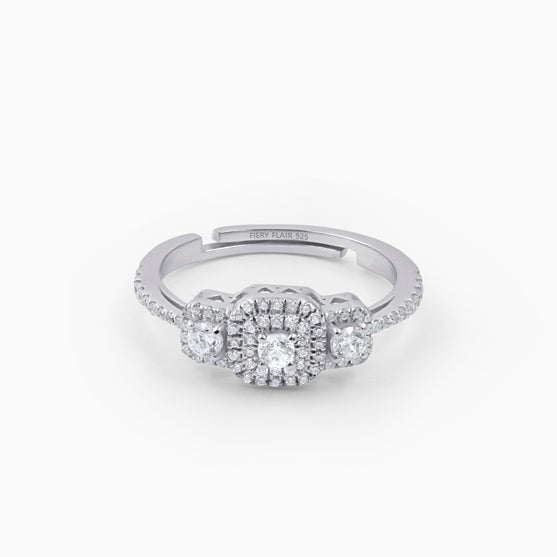 Square Design Silver Ring
