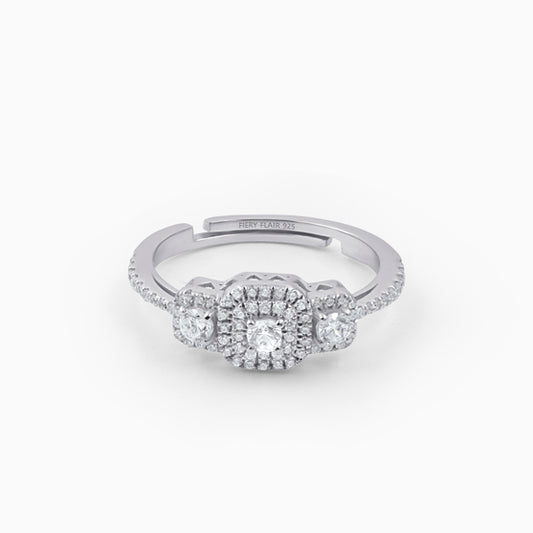 Square Design Silver Ring