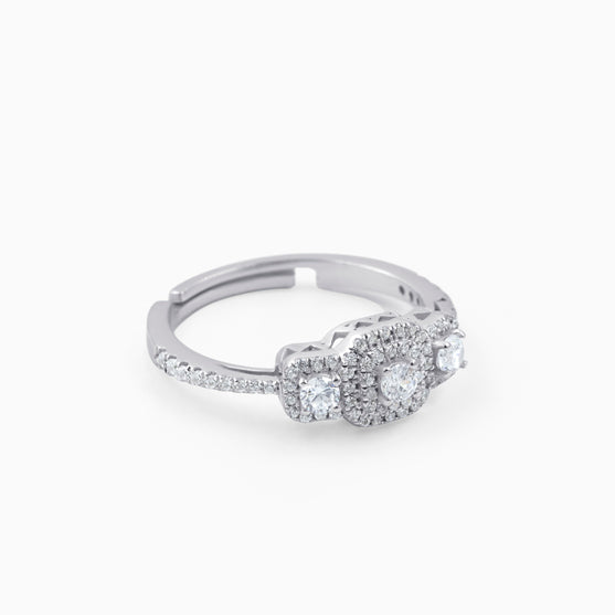 Square Design Silver Ring