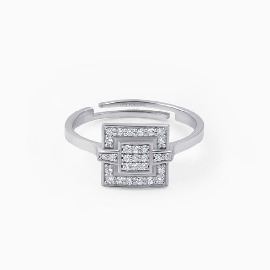 Square Shaped Silver Ring