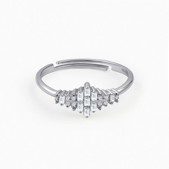 925 Silver Baguette Cluster Ring