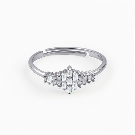 925 Silver Baguette Cluster Ring