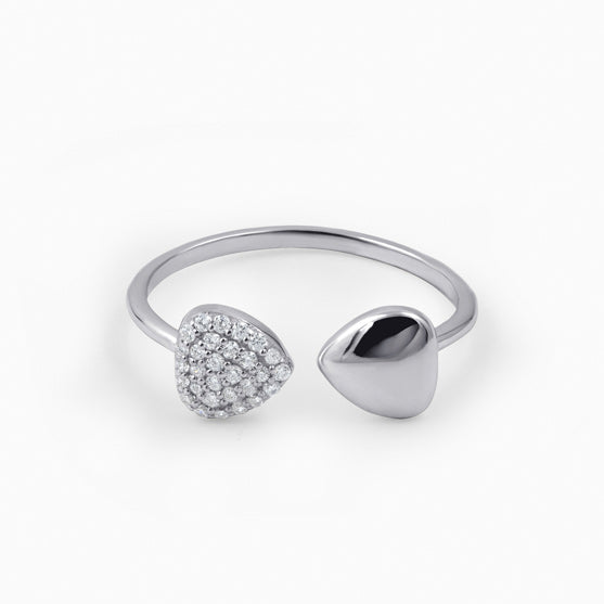 Dual Heart Silver Ring