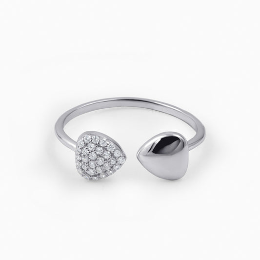 Dual Heart Silver Ring