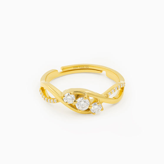 Twist Three Stone Silver Ring