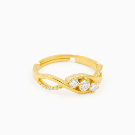 Twist Three Stone Silver Ring