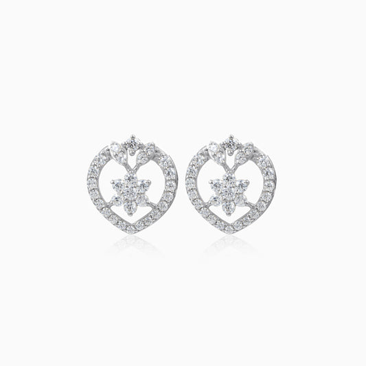 Flower Design Silver Stud Earring