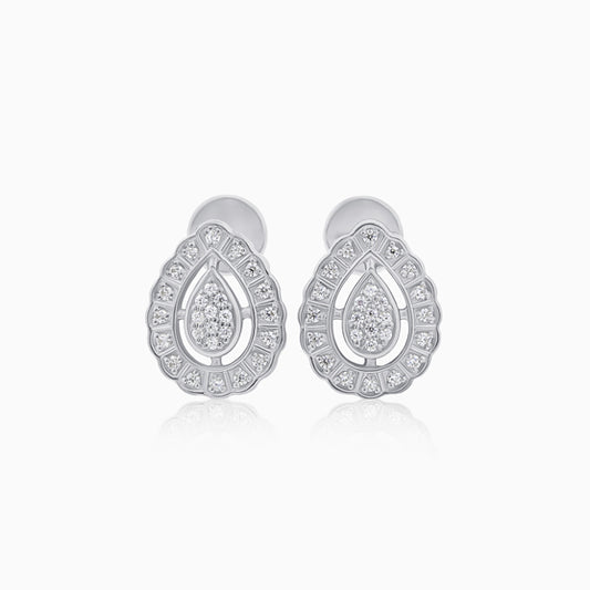 Pear Shape Silver Stud Earring