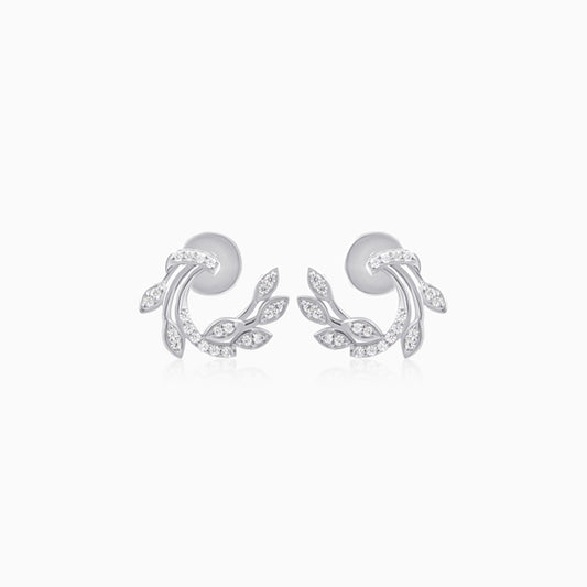 Floral Design Silver Stud Earrings