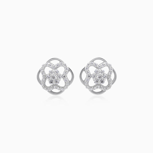 Dual Layer Silver Stud Earring