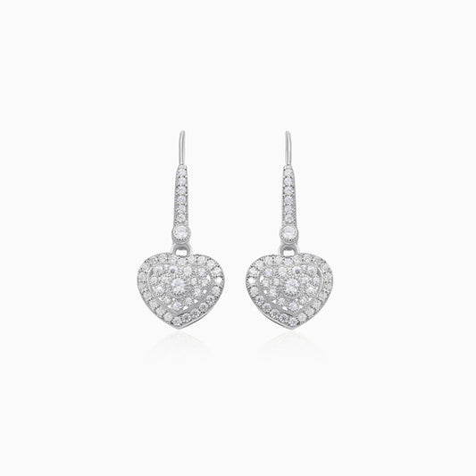 Embrace Silver Heart Drop Earrings